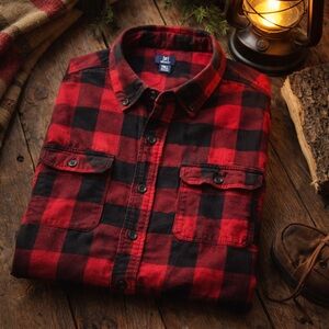 Red & Black Buffalo Plaid Flannel Shirt Men’s Size 2X